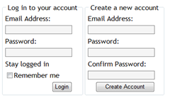 Sample: Login form and Account Creation form